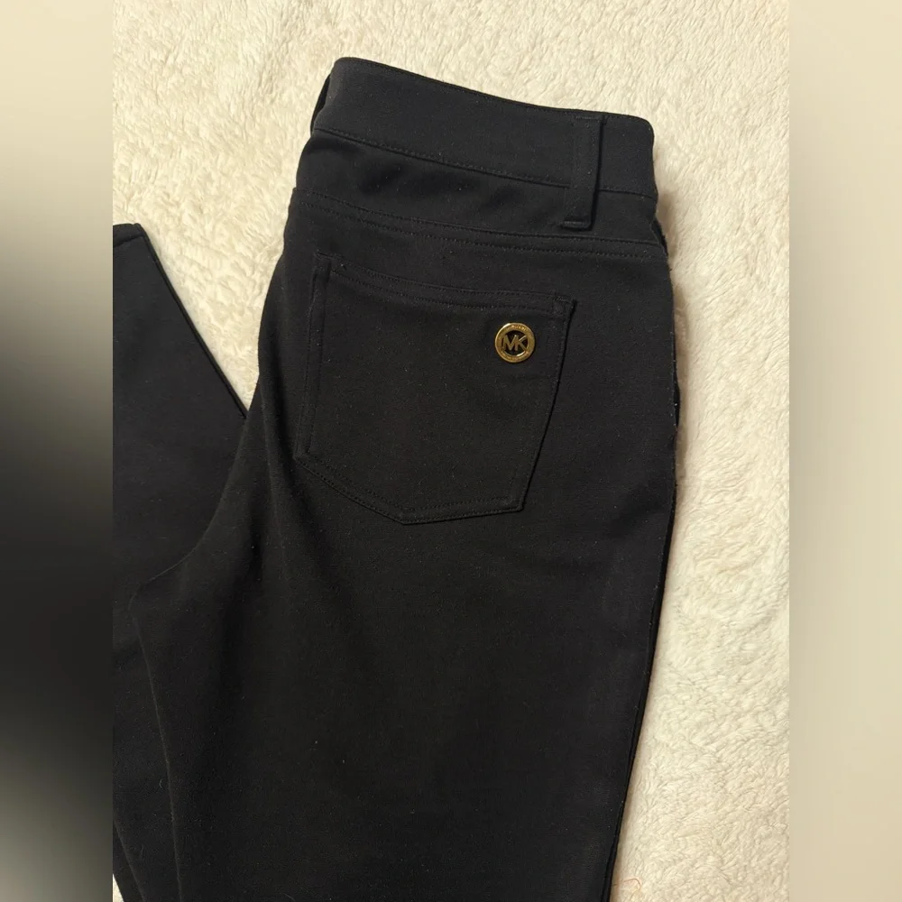 Michael Kors Black Slim-Fit Pants with Logo Accent